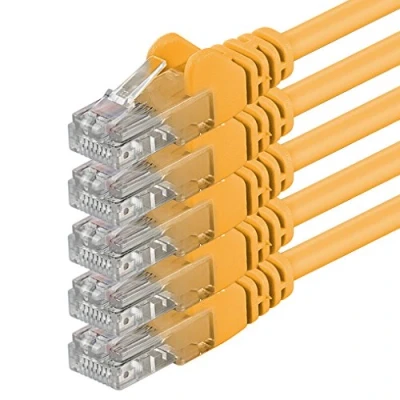 Abbildung von 1aTTack.de 1m gelb 5 Stück (PACK) CAT.6 CAT6 Ethernet Lan Netzwerk Kabel 1000 Mbit/s Patchkabel
