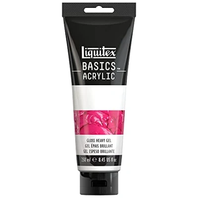 Abbildung von Liquitex 1041013 Basics Acrylfarbe Glänzendes Schweres Gelmedium für dicke, glänzende Impastos mit Acrylfarbe, behält Pinselstriche, als Kleber Sand , Steine auf Leinwand 250ml Tube