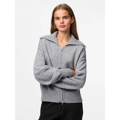 Abbildung von Pieces Pcmalou LONG Sleeve ZIP Strickjacke, Damen, Größe: XS, Medium grey
