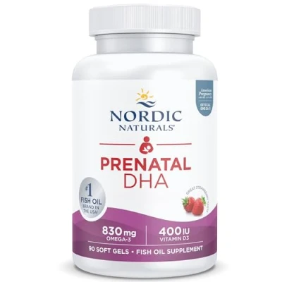 Abbildung von Nordic Naturals Prenatal DHA, 830mg Omega 3 mit EPA und hochdosiert, geschmacksneutral, 90 Weichkapseln, Laborgeprüft, Sojafrei, Glutenfrei, Ohne Gentechnik
