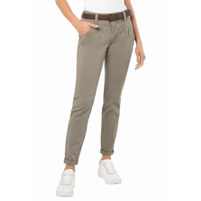 Abbildung von Urban Surface Damen Chino Stoff Hose mit Flecht Gürtel Middle Grey L
