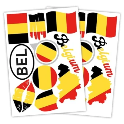 Abbildung von Finest Folia 2er Set DIN A4 Länderaufkleber Fahne Aufkleber Länderfahne Flagge für Auto Motorrad Sticker Länderflagge selbstklebend wetterfest R217 (07 Belgien)