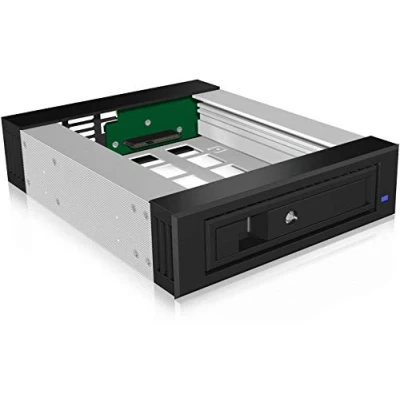 Abbildung von ICY BOX 5,25&quot; Wechselrahmen für 1x 3,5&quot; (8,9 cm) oder 2,5&quot; (6,35 SATA III/SAS II HDD/SSD, abschließbar, Aluminium, IB 129SSK B
