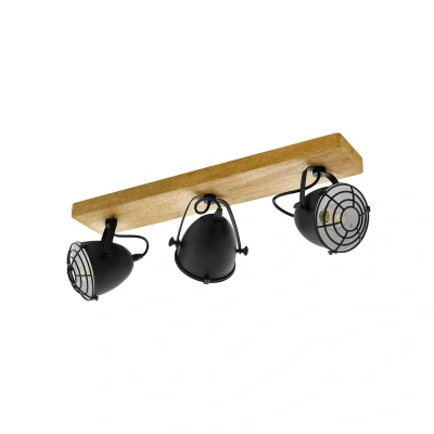 Abbildung von EGLO Deckenspot »GATEBECK«, 3 flammig, Leuchtmittel E14 ohne Leuchtmittel, Deckenlampe, Stahl in Schwarz und Holz Natur, E14, FSC zertifiziert