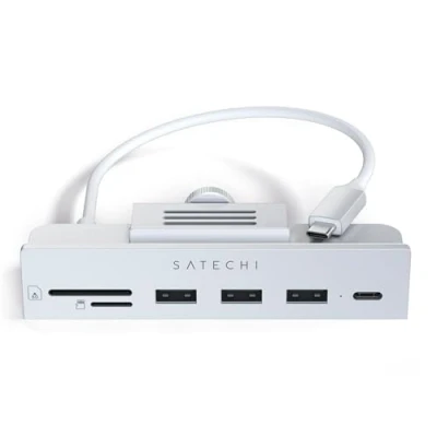 Abbildung von SATECHI USB C Clamp Hub Datenport, A 3.0 Daten, Micro/SD Kartenleser für Apple Studio Display und 2021 iMac M1 24 Zoll. Passt Nicht 2020 frühere Modelle (Silber)