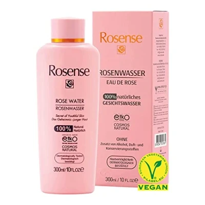 Abbildung von Rosense Rosenwasser 300 ml feuchtigkeitsspendendes Gesichtswasser zur Gesichtsreinigung Gesichtspflege 100% naturrein vegan