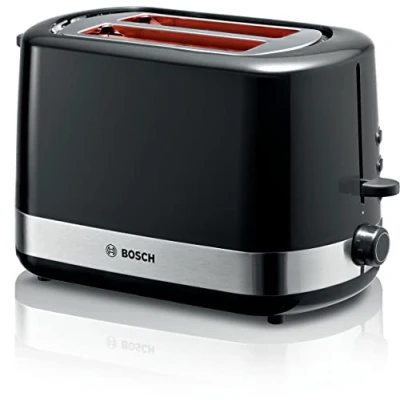 Abbildung von Bosch Kompakt Toaster ComfortLine TAT6A513, für 2 Scheiben, integrierter Brötchenaufsatz, mit Auftau /Aufwärmfunktion, 800W, schwarz