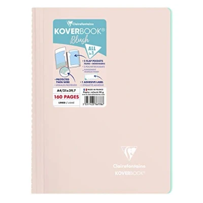 Abbildung von Clairefontaine 376778C Spiralblock Koverbook Blush, DIN A4, 21 x 29,7cm, 80 Blatt, liniert, 1 Stück, Rosa Perlmutt / Minzgrün