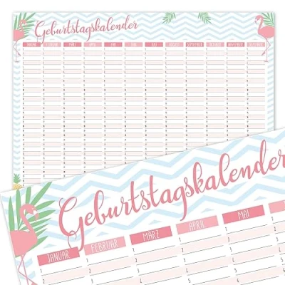 Abbildung von Geburtstagskalender mit Flamingo Motiv I DIN A3 jahresunabhängig Dauerkalender für Mädchen, Frauen, die ganze Familie dv_370
