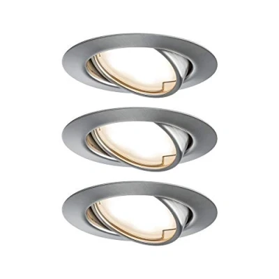 Abbildung von Paulmann 93421 LED Einbauleuchte Base rund incl 3x5W Einbaustrahler Eisen gebürstet Spot Metall Einbaulampe 3000 K
