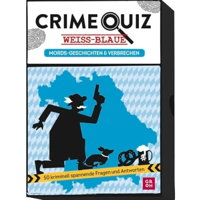 Abbildung von Crime Quiz Weiß blaue Mords Geschichten und Verbrechen: 50 kriminell spannende Fragen Antworten True Spiel mit Karten in stabiler Box (True Rätsel Box)
