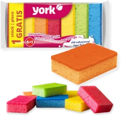 Abbildung von York Prestige Spülschwamm 7er Set Topfreiniger Geschirrschwamm Küchenschwamm Reinigungsschwamm Scheuerschwamm Küche 10 x 7 3 cm Stück, viele Farben, Standard,