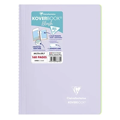 Abbildung von Clairefontaine 376775C Spiralblock Koverbook Blush, DIN A4, 21 x 29,7cm, 80 Blatt, liniert, 1 Stück, Lila / Grün
