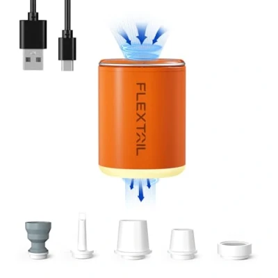 Abbildung von FLEXTAILGEAR Tiny PUMP2 X, Elektrische Luftpumpe mit 1300mAh Akku, Tragbare Kompakte Mini Pumpe USB Aufladbar zum Aufblasen u. Absaugen für Luftbett Luftmatratze Schwimmring Kleidungsvakuumbeutel
