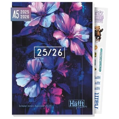 Abbildung von Häfft® Planer 2025/2026 A5 &quot;Dark Bloom Vol.2&quot; Schülerkalender, Schülerplaner, Hausaufgabenheft, Schulplaner nachhaltig &amp; klimafreundlich