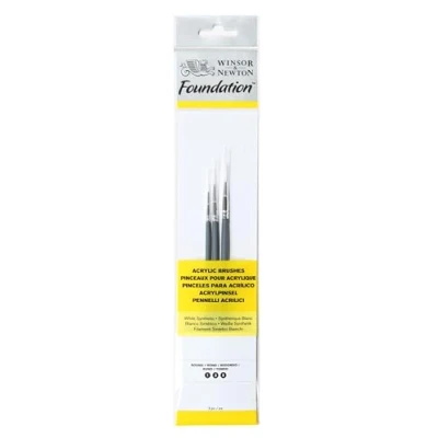 Abbildung von Winsor &amp; Newton 5295001 Foundation Pinselsets, Acrylpinsel, 3er Set, Rundpinsel Nr. 1, 3, 5 kurzer Stiel