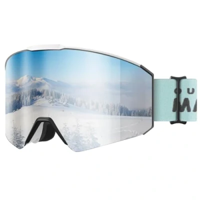 Abbildung von OutdoorMaster Falcon Schneesportbrille für Kinder OTG,100% UV Schutz,Anti Nebel Skibrille(weißer Rahmen+VLT 10% graue Linse)
