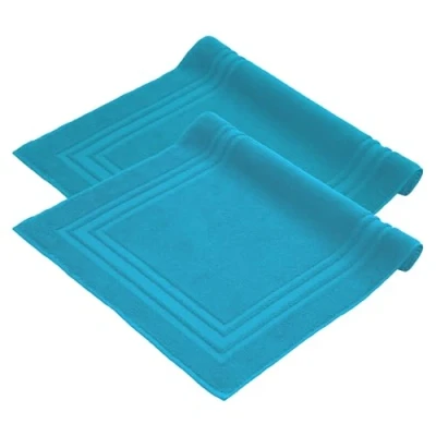 Abbildung von Komfortec Badvorleger Set 2 Teilig, Frottee Duschvorleger, Waschbar Duschmatte &amp; Badteppich, 600 g/m² &amp;100% Baumwolle, Saugfähig Schnelltrocknend, 50 x 70 cm, Türkis