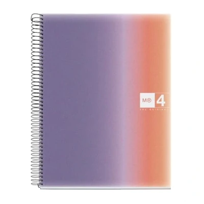 Abbildung von Miquelrius A4 Notizbuch, horizontal liniert, 7 mm, 120 Blatt mit 70 g/m², 4 farbige Streifen, Spiralbindung, Einband aus Polypropylen, Löcher, Notebook Aurora Provence