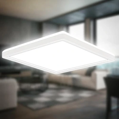 Abbildung von B.K.Licht LED Deckenlampe mit indirektem Licht, 3cm flach, neutralweißes Lampe, Deckenleuchte, Wohnzimmerlampe, Panel, Küchenlampe, Deckenbeleuchtung, 24x24x3 cm, Weiß