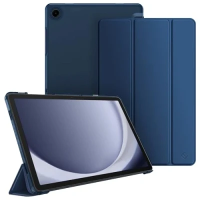 Abbildung von Fintie Hülle für Samsung Galaxy Tab A9 Plus 11 Zoll 2023, Ultradünn Schutzhülle mit Translucent Rückseite Cover Auto Schlaf/Wach Funktion Tablet A9+ SM X210/X216/X218, Dunkelblau