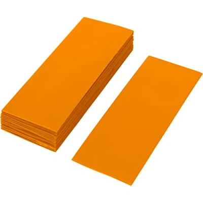 Abbildung von ISOLATECH 20 Stk PVC Schrumpfschlauch geschnittene 72mm Stücke orange ohne Kleber Flachmaß 30mm (Ø19,1mm) Schrumpfverhältnis 2:1 zum Isolieren von 18650 Akku Batterien unbeschriftet (Ø19,1mm 72mm)
