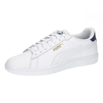 Abbildung von Puma Smash 3.0 Unisex Sneaker low, Größe: 48, White/navy/gold Leder und lederimitat