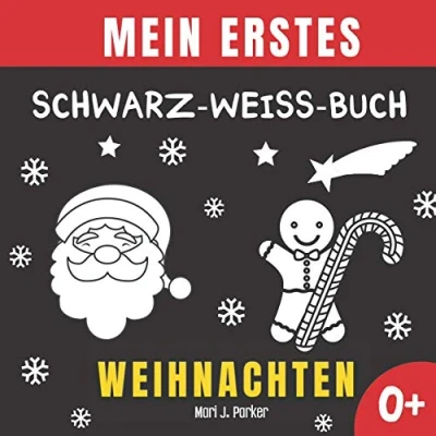 Abbildung von Mein Erstes Schwarz Weiß Buch Weihnachten.: Babybuch für Neugeborene. Kontrast Karten mit Weihnachtsmann und Schneemann, Sinneserziehung Kleinkinder im Alter von 0 12 Monat.