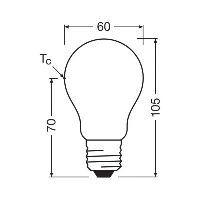Abbildung von Osram Energy Class LED Lampe in klassischer Kolbenform, 3.8 W / 806 lm, EEK A, kaltweißes Licht (4000 K), CRI 80, aus gefrostetem bleifreiem Glas, E27 Sockel, IP20, 60 mm Durchmesser, dimmbar.