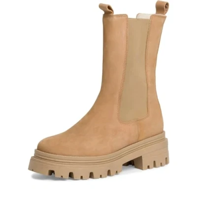 Abbildung von Tamaris Damen Chelsea Boots Leder Blockabsatz; CAMEL/braun; 38 EU