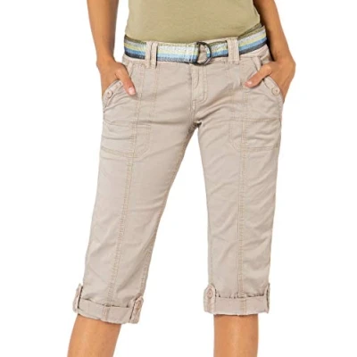 Abbildung von FRESH MADE Damen Capri Hose 3/4 Shorts mit Metallic Gürtel beige XXL