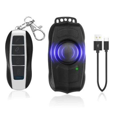 Abbildung von Fahrradalarm mit Fernbedienung, USB wiederaufladbar, wasserdicht Anti Diebstahl Vibration Motion Sensor Alarm, Fahrrad Elektroroller Motorrad Alarm Super Lauten Ton 120dB