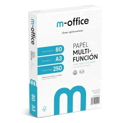 Abbildung von A3 Papier, 80 g, Packung mit 250 Blatt, Multifunktionspapier für Inkjet und Laserdrucker, Blätter, 297 x 420 mm, ideal Büro Zuhause · m office (250 Blatt)