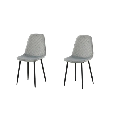 Abbildung von Venture Home Esszimmerstuhl "Polar Diamond, 2er-Set Esszimmerstühle in Grau-Samt, 150 kg belastbar" () 2 Stk.Polsterstuhl, Samt-Bezug, Metallbeine, Diamantsteppung, edel