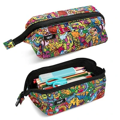 Abbildung von ZIPIT Lenny Federmäppchen Großes Mäppchen für Schule und Büro Etui, Kosmetiktasche mit breite Öffnung Federmappe Doodles