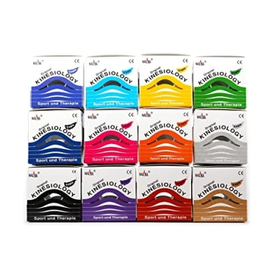 Abbildung von Nasara Original Kinesiologie Physio Sport Tape: Sparset mit 12 Tapes für und Medizin, Rollengröße 5cm x 5m