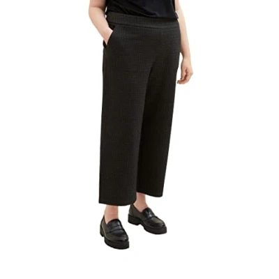 Abbildung von TOM Tailor Karrierte Culotte Stoffhose, Damen, Größe: 48x28, Grey black tiny ck check