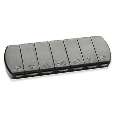 Abbildung von Schramm® Tablettenbox schwarz 11x4 x1,5cm Pillen Tabletten Box 7 Tage Schachtel Tablettendose Pillendose Pillenbox Tablettenboxen Pillendosen Dose