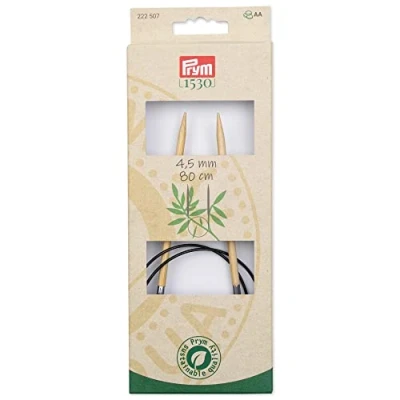 Abbildung von Prym 222507 1 Rundstricknadeln, Bambus, 80 cm, 4,50 mm, Holzfarben, Ø 4.5 mm x cm