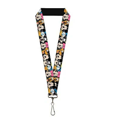 Abbildung von Buckle Down Damen Lanyard 1.0&quot; Classic Disney Character Faces Black Schlsselanhnger, Mehrfarbig, Einheitsgröße