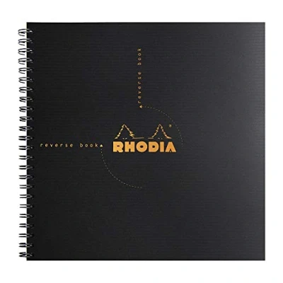 Abbildung von Rhodia 119960C Reverse Book (geheftet, 90g, Velin Papier, 21 x cm, 80 Blatt, kariert, praktisch und belastbar) 1 Stück, schwarz