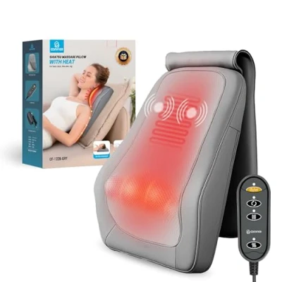 Abbildung von COMFIER Shiatsu Massagegerät,Nackenmassagegerät mit Wärme,Shiatsu Massagegeräte 4D Knet Rückenmassagegerät,Muskelschmerzlinderung für Nacken, Rücken,Beine, Geschenke Männer, Frauen(Grau)