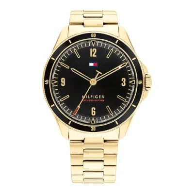 Abbildung von Tommy Hilfiger Analog Quarzuhr für Herren mit Gelbgoldfarbenes Edelstahlarmband 1791903