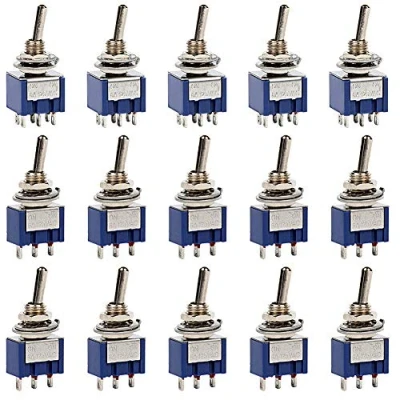 Abbildung von KeeYees 15 Stück Kippschalter, 5 6 Polig 2 Position SPST Metallhebel Kippschalter + 10 3 Positionen Mini SPDT Ein/Ausschalter AC 125V 6A