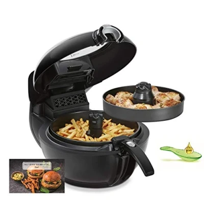 Abbildung von Tefal YV9708 ActiFry Genius XL 2in1 Heißluftfritteuse mit Rührarm Testsieger 1,7 kg für 8 Personen 9 automatische Menüs 2 Speisen gleichzeitig gesunde Friteuse ohne Öl, Schwarz