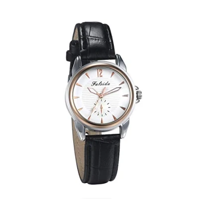Abbildung von JewelryWe Damen Armbanduhr, Analog Quarz, Klassische Business Casual Uhr mit Leder Armband, Schwarz