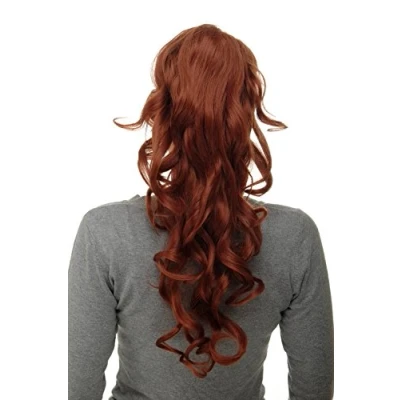 Abbildung von WIG ME UP WK08 350 Haarteil Zopf Pferdeschwanz voluminös lockig sehr lang 60 cm Mini Butterfly Klammer + Steckkämme Gummizug Kupferrot