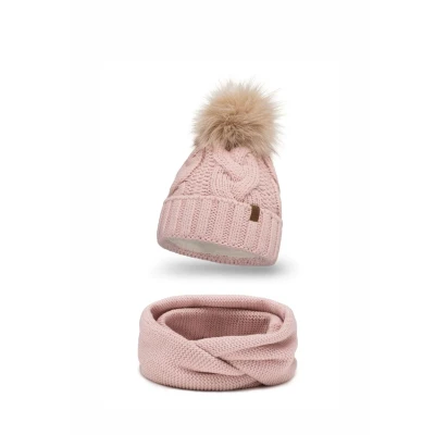 Abbildung von Vivisence 7014 Beanie AND LOOP Scarf SET Schlauchschal, Damen, Größe: One Size, Light pink