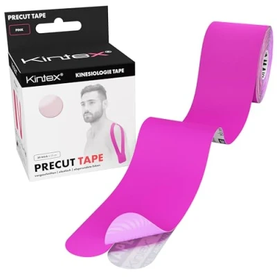 Abbildung von Kintex Kinesiologie Tape vorgeschnitten, 20 Streifen á 25 cm x 5 cm, PreCut Tape, hautfreundlich, wasserfest, für Sport &amp; Physiotherapie (Pink)