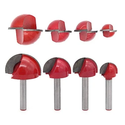 Abbildung von DingGreat 4 tlg 6 mm Schaft Oberfräser Hohlkehlfräser, Rund Nase Cove Core Box Fräser Holzbearbeitung 16mm/22mm/25mm/32mm